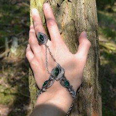 Fantasy náramek s prstenem - Lesní elf, zelená 2