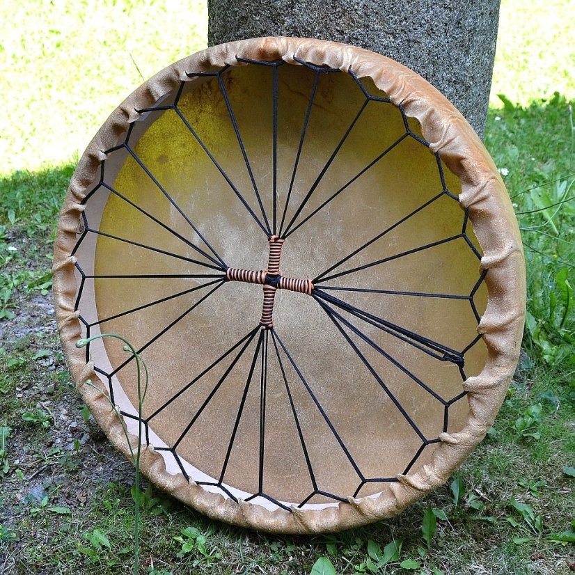 Šamanský buben Hovězí kůže štípenka hrubá 52 cm