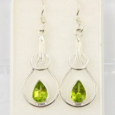 Náušnice Olivín Elegance, stříbro Ag 925