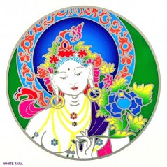 Mandala na sklo - Bílá Tara- velká Sunseal