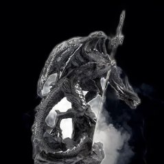 Socha fantasy exclusive - Černý drak s mečem