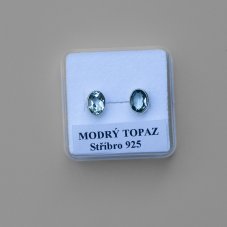 Náušnice Topaz modrý facetovaný, stříbro Ag 925