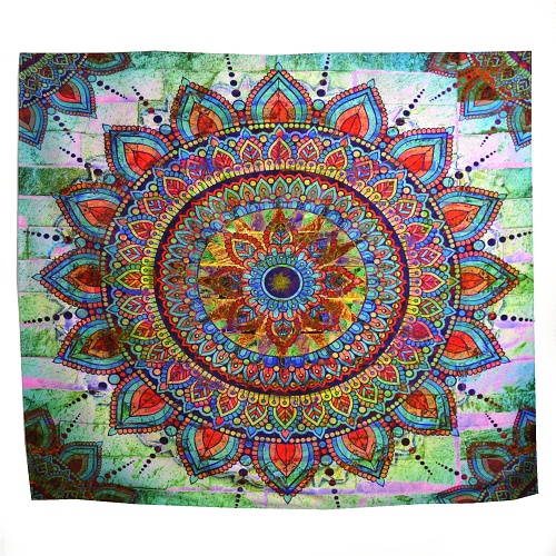 Šátek - přehoz Duhová mandala 200 x 150 cm