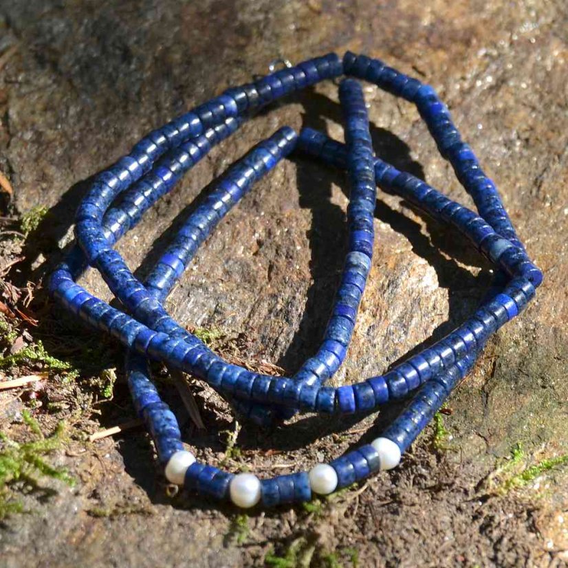 Náhrdelník Lapis lazuli s perlami