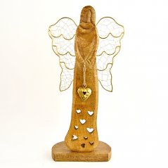 Dřevěný Anděl Lásky - svícen 40 cm