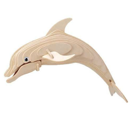 Dřevěné 3D puzzle Zvířata - Delfín