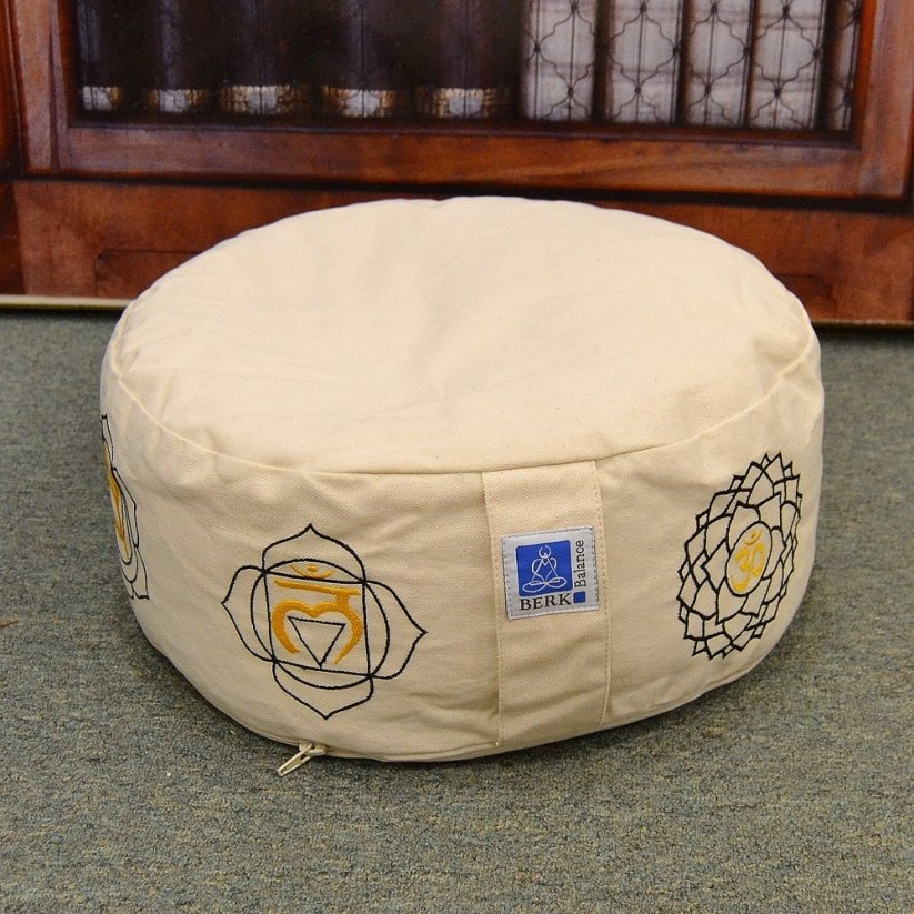 Meditační polštář krémově bílý - Sedm čaker 35 cm