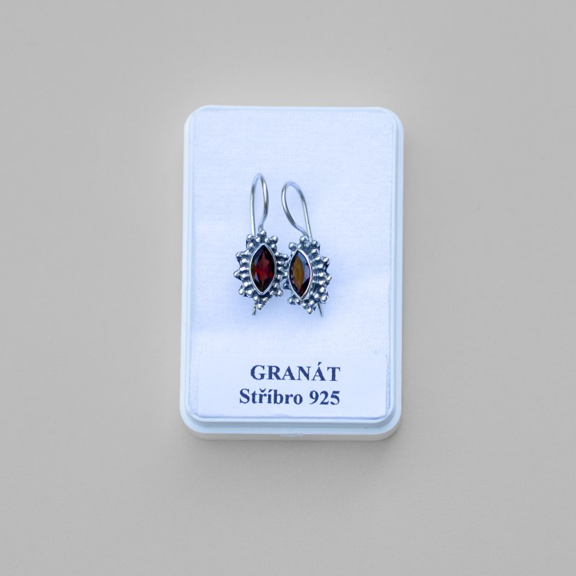 Náušnice Granát "Dobré časy", stříbro Ag 925/1000