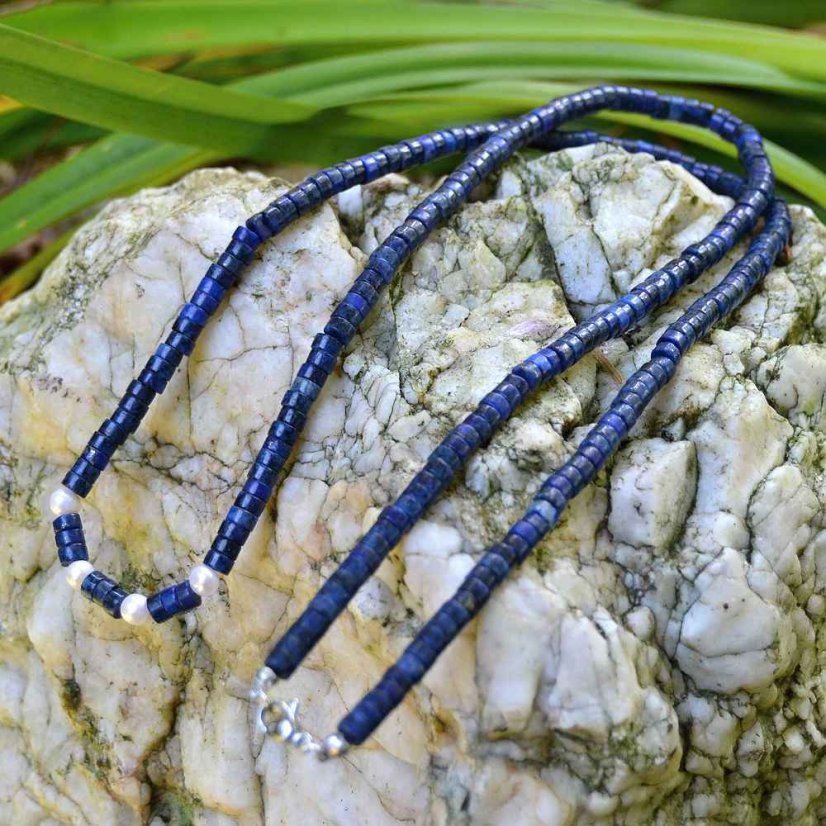 Náhrdelník Lapis lazuli s perlami