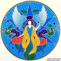 Mandala na sklo - Anděl Strážný - velká Sunseal