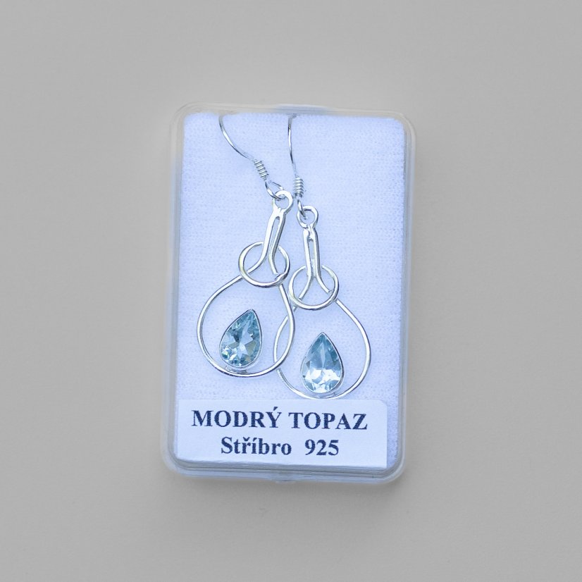 Náušnice Topaz modrý Elegance, stříbro Ag 925