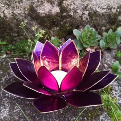 Svícen na čajovou svíčku - Lotos fialový