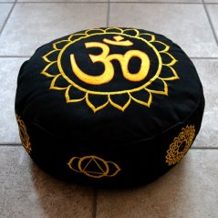 Meditační polštář - 7 čaker & Óm, barva černá
