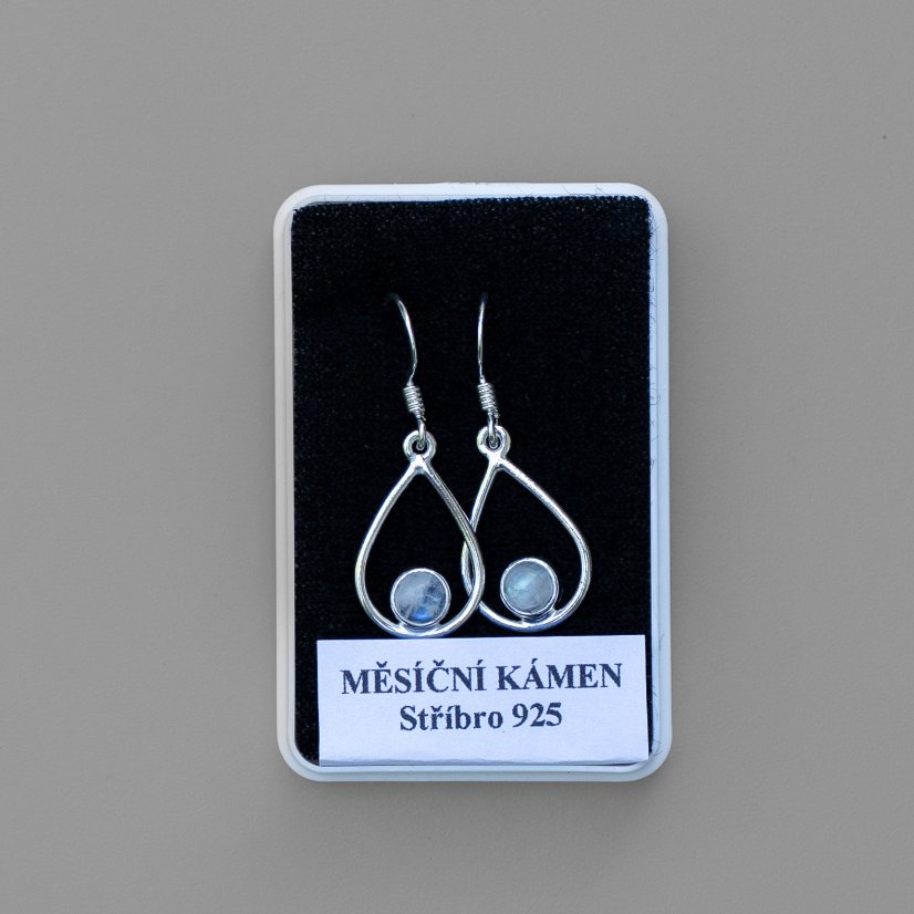 Náušnice Měsíční kámen kapky, stříbro Ag 925/1000