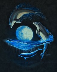 Fantasy tričko Delfíni v měsíční záři - dětské S