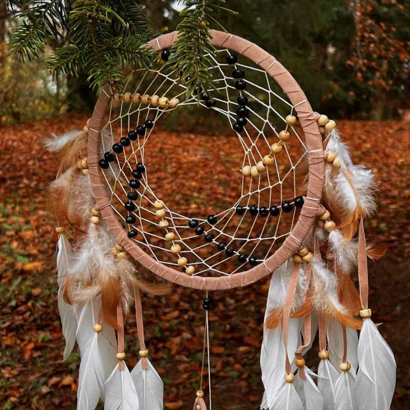 Lapač snů - Kosmický vír, béžový, 60 cm