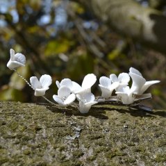 Spona do vlasů klipová - Bílé květy