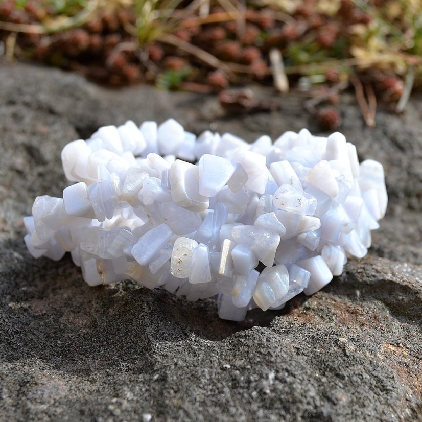 Náhrdelník Chalcedon modrý, tromlovaný 90 cm