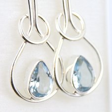 Náušnice Topaz modrý Elegance, stříbro Ag 925