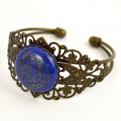 Náramek Lapis Lazuli starožitný bronz rozevírací