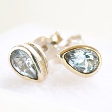 Náušnice Topaz modrý kapičky, stříbro Ag 925/1000