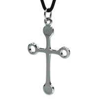 Q-Link SRT-3 biorezonátor přívěsek Stříbrný kříž - stříbro Ag 925/1000