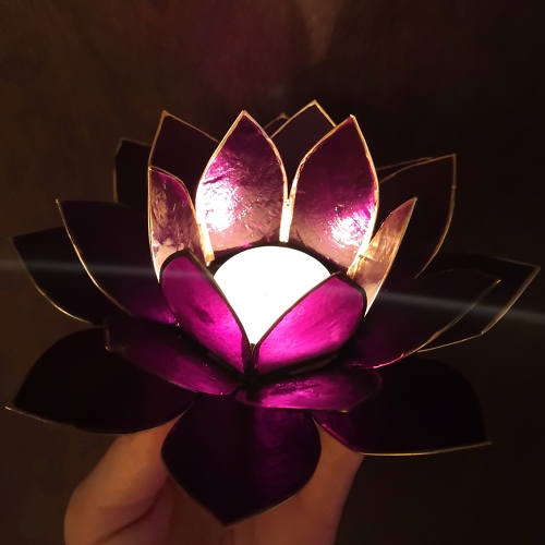 Svícen na čajovou svíčku - Lotos fialový