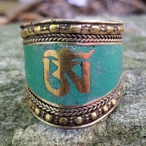 Prsten tibetský Óm, tyrkysový