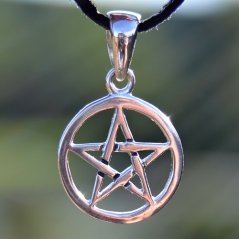 Amulet Pentagram malý v kruhu, postříbřený