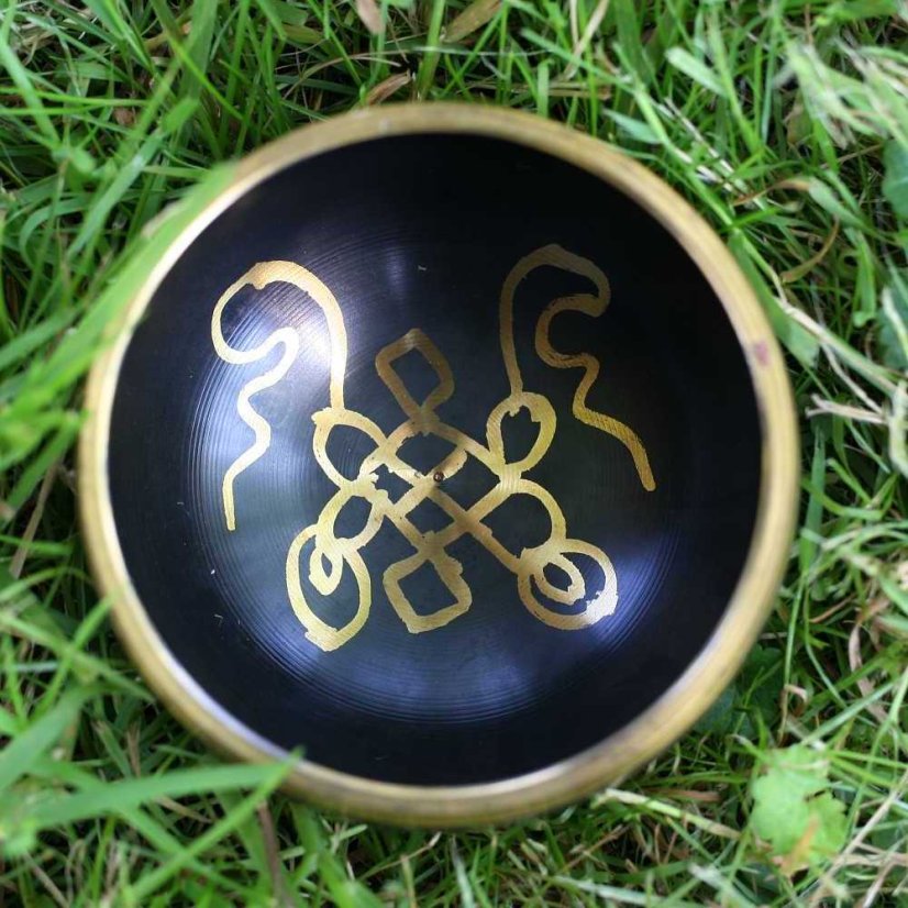 Tibetská mísa černá malá NEKONEČNÝ UZEL 242 - 254 g