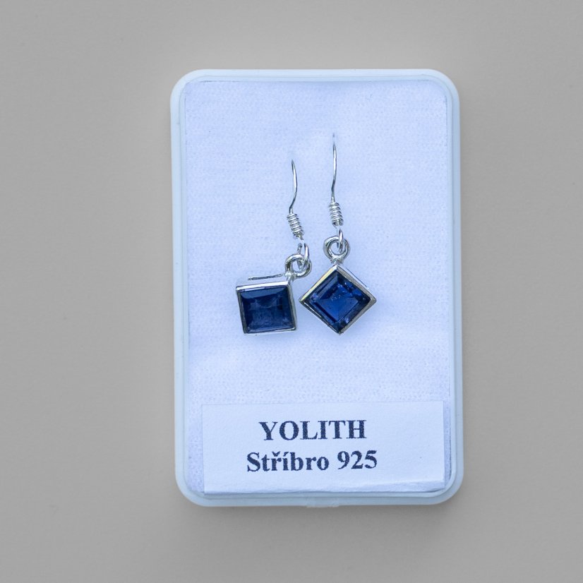 Náušnice Iolit kosočtverec, stříbro Ag 925