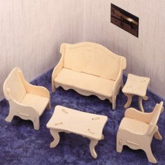 Obývací pokoj - 3D puzzle dřevěné
