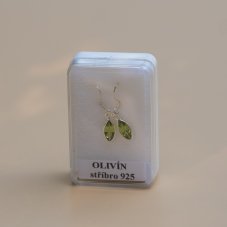 Náušnice olivín broušený, kapky stříbro Ag 925