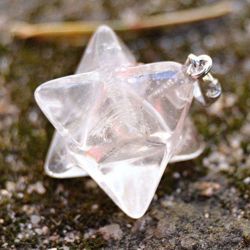 Přívěsek merkaba - Křišťál 15 mm, stříbro Ag 925/1000