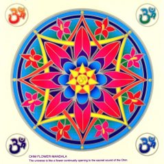 Mandala na sklo - Óm v květu- velká Sunseal